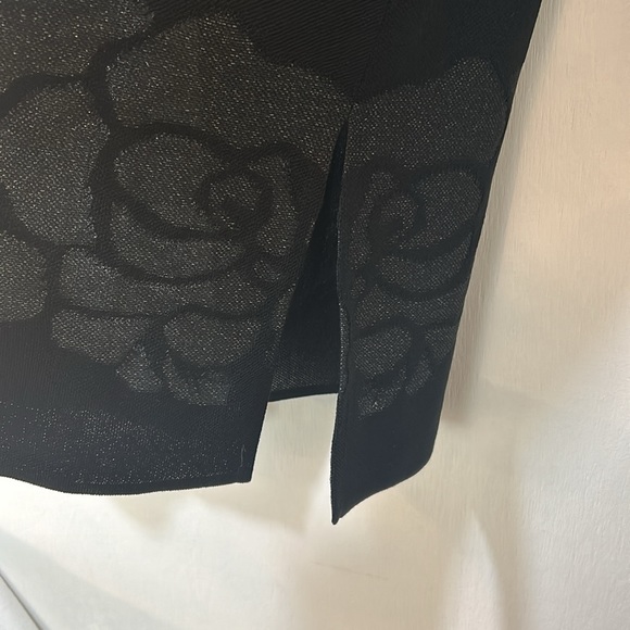 MING WANG OPEN CARDIGAN SWEATER WOMEN Sz SMALL BLACK FLORAL LONG SLEEVES - Picture 9 of 13